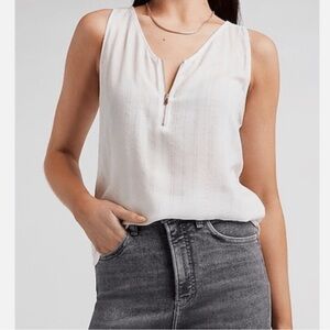 EXPRESS Metallic Striped Zip Front Tank Small office party gold